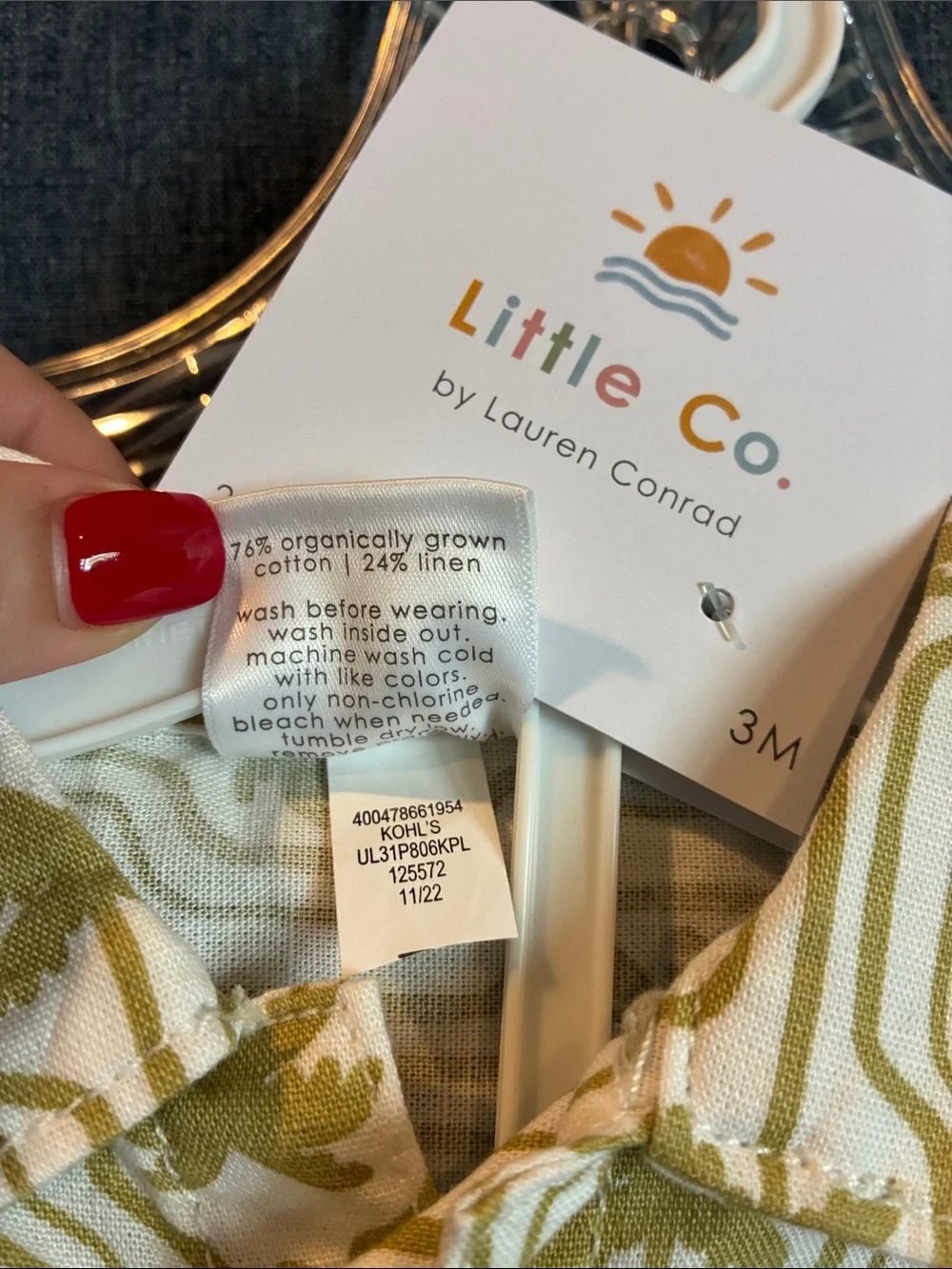 Little Co. Palm Print Short Set in Olive, 3Mos